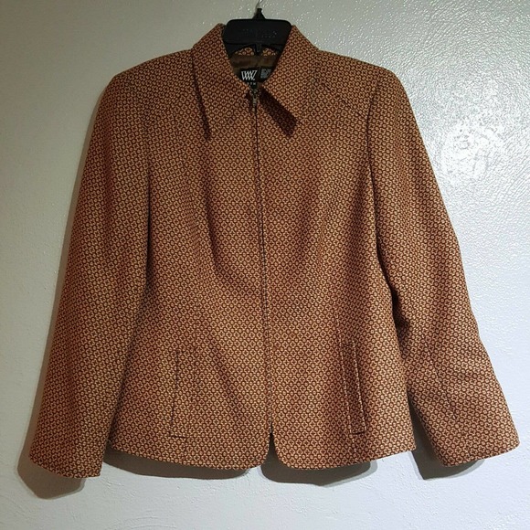Worth Jackets & Blazers - Worth Zipper Front Blazer  8 Wool  Brown Rust
